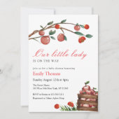 Rustic Little Lady Ladybug Apple Girl Baby shower Kaart (Voorkant)