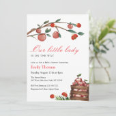 Rustic Little Lady Ladybug Apple Girl Baby shower Kaart (Staand voorkant)