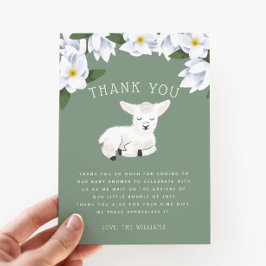 Rustic Little Lamb Floral Baby shower Bedankkaart