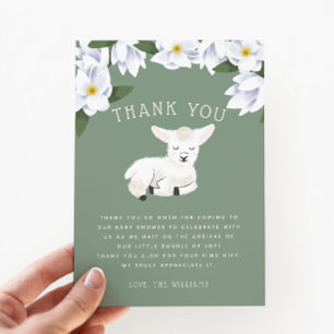 Rustic Little Lamb Floral Baby shower Bedankkaart