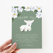 Rustic Little Lamb Floral Baby shower Bedankkaart