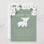 Rustic Little Lamb Floral Baby shower Bedankkaart (Voorkant)