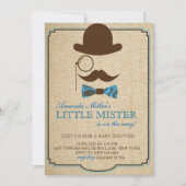Rustic Little Mister Baby shower Boy Invitations Kaart (Voorkant)