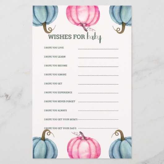 Rustic Little Pumpkin Baby shower Wishes (Voorkant)