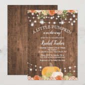 Rustic Little Pumpkin Mason Jar Lights Baby shower Kaart (Voorkant / Achterkant)