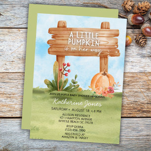 Rustic Little Pumpkin On The Way Baby shower Kaart