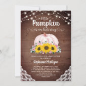 Rustic Little Pumpkin Sunflower Lights Baby shower Kaart (Voorkant)