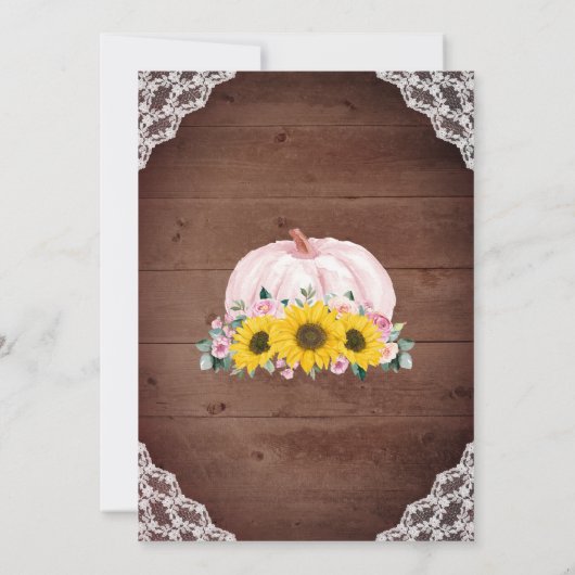 Rustic Little Pumpkin Sunflower Lights Baby shower Kaart (Achterkant)