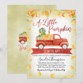 Rustic Little Pumpkin Truck Baby shower Invitation Kaart (Voorkant / Achterkant)