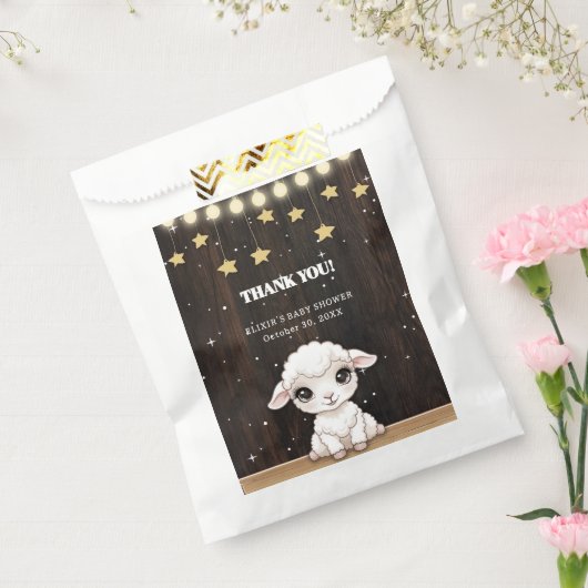Rustic Little White Lamb Baby shower Bedankzakje (Gezegeld)
