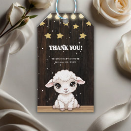 Rustic Little White Lamb Baby shower Cadeaulabel