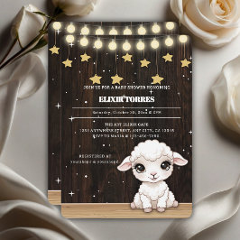 Rustic Little White Lamb Baby shower Kaart