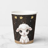 Rustic Little White Lamb Baby shower Papieren Bekers (Achterkant)