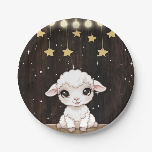 Rustic Little White Lamb Baby shower Papieren Bordje (Voorkant)
