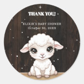 Rustic Little White Lamb Baby shower Ronde Sticker (Voorkant)