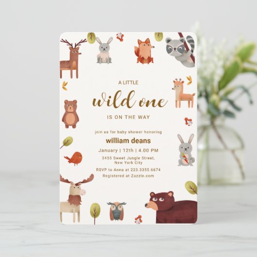 Rustic Little Wild Safari Animals Baby Shower   Kaart (Staand voorkant)