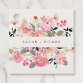 Rustic Lively Blush Pink Waterverf Floral Wedding Bedankjes Labels (Voorkant)