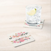 Rustic Lively Blush Pink Waterverf Floral Wedding Kartonnen Onderzetters (Insitu)