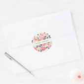 Rustic Lively Blush Pink Waterverf Floral Wedding Ronde Sticker (Envelop)