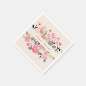 Rustic Lively Blush Pink Waterverf Floral Wedding Servet (Hoek)
