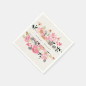 Rustic Lively Blush Pink Waterverf Floral Wedding Servet (Hoek)