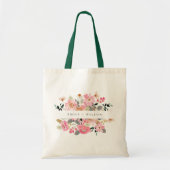 Rustic Lively Blush Pink Waterverf Floral Wedding Tote Bag (Voorkant)