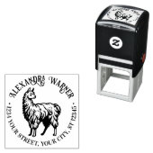 Rustic Llama #2 Ronde Naam Terug Adres Zelfinktende Stempel (In situ)