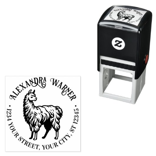 Rustic Llama #2 Ronde Naam Terug Adres Zelfinktende Stempel (In situ)