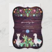 Rustic Llama Waterverf Folk Flowers ELKE GEBEURTEN Kaart (Voorkant)