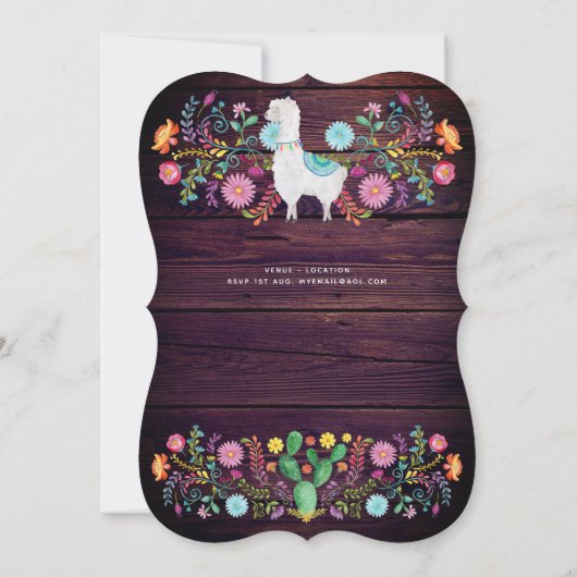 Rustic Llama Waterverf Folk Flowers ELKE GEBEURTEN Kaart (Achterkant)