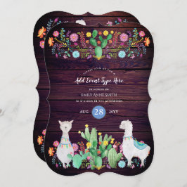 Rustic Llama Waterverf Folk Flowers ELKE GEBEURTEN Kaart