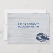 Rustic Lobster Navy Blue Wood Grain Hartelijk dank Bedankkaart (Achterkant)
