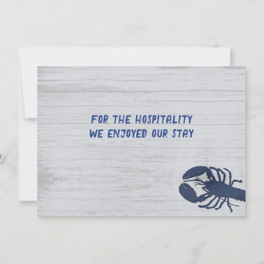 Rustic Lobster Navy Blue Wood Grain Hartelijk dank Bedankkaart (Achterkant)