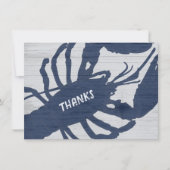 Rustic Lobster Navy Blue Wood Grain Hartelijk dank Bedankkaart (Voorkant)
