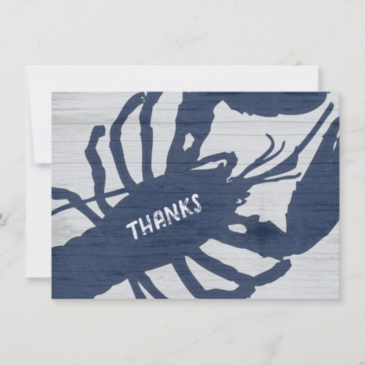 Rustic Lobster Navy Blue Wood Grain Hartelijk dank Bedankkaart (Voorkant)