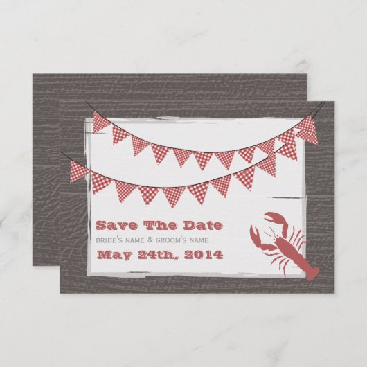 Rustic Lobster Wedding Save the Date (Voorkant / Achterkant)