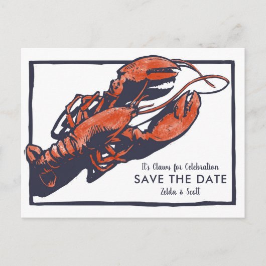Rustic Lobster Wedding Save the Date Aankondigingskaart (Voorkant)