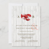RUSTIC LOBSTER WOOD WEDDING INVITATION KAART (Voorkant)