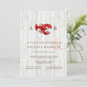 RUSTIC LOBSTER WOOD WEDDING INVITATION KAART (Staand voorkant)