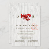 RUSTIC LOBSTER WOOD WEDDING INVITATION KAART (Voorkant / Achterkant)