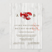 RUSTIC LOBSTER WOOD WEDDING INVITATION