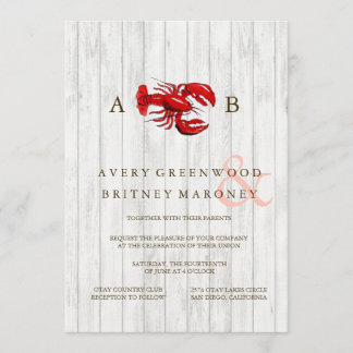 RUSTIC LOBSTER WOOD WEDDING INVITATION KAART