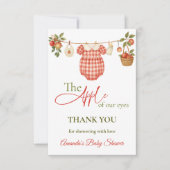 Rustic Locally Grown Clothesline Apple Baby Shower Bedankkaart (Voorkant)