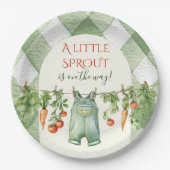 Rustic Locally Grown Neutral Sprout Baby Shower Papieren Bordje (Voorkant)