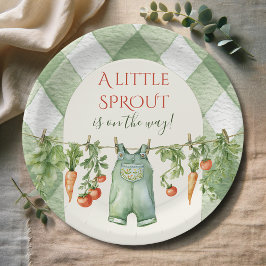 Rustic Locally Grown Neutral Sprout Baby Shower Papieren Bordje