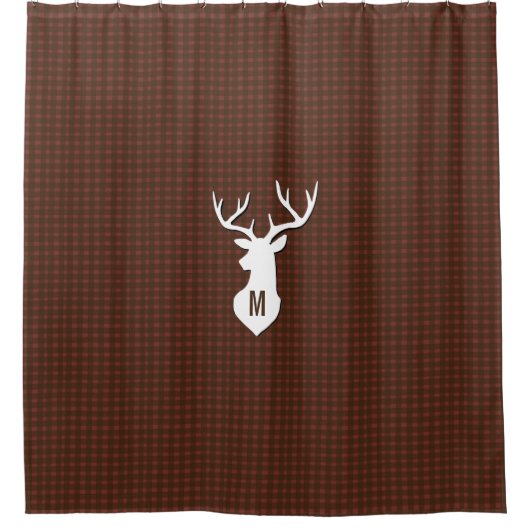Rustic Lodge Cabin Deer Monogrammed Shower Curtain Douchegordijn (Voorkant)