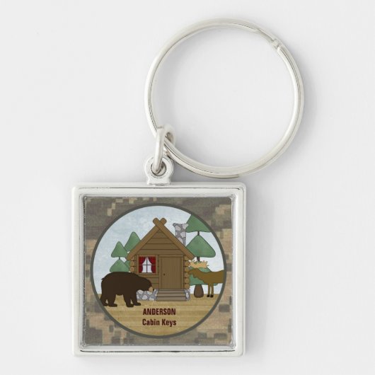 Rustic Lodge Cabin Keys met Beer en los Sleutelhanger (Voorkant)