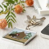 Rustic Lodge Cabin Keys met Persoonlijke naam Sleutelhanger (Zijkant)