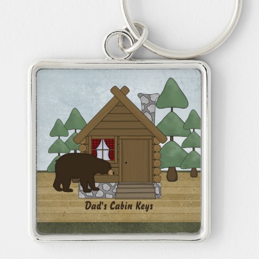 Rustic Lodge Cabin Keys met Persoonlijke naam Sleutelhanger (Voorkant)