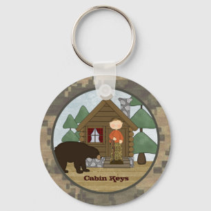 Rustic Lodge Camo Cabin Keys met Beer Sleutelhanger